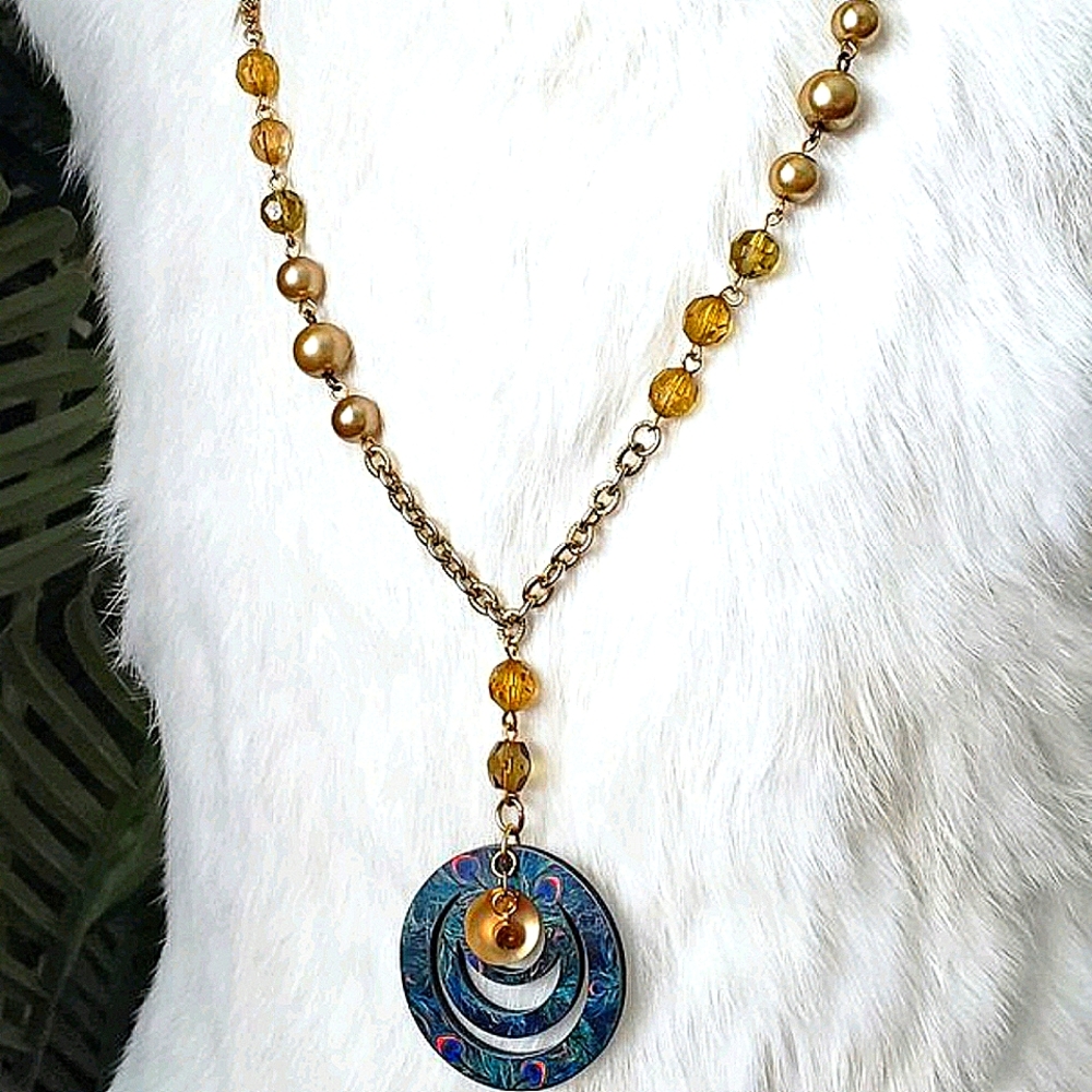 Peacock Feathers Pendant Necklace